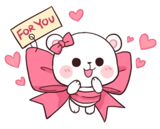🐵 2394da0b FOR YOU ours, mignon, coeurs, pour toi, cadeau, ruban telegram sticker