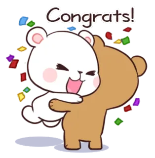 🐵 48cd4ec1 Congrats! félicitations, célébration, ours, câlin, mignon telegram sticker