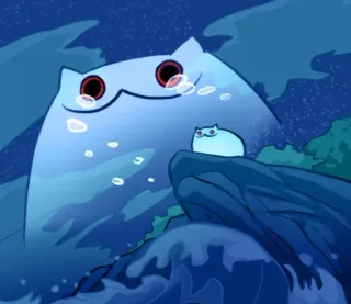 🦊 d0e7555b gatto, piangendo, triste, meme, blu, emozionale telegram sticker