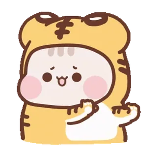 😞 4112b27d тигр, костюм животного, милый, мультфильм, наклейка, персонаж telegram sticker