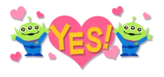 😳 e7aee827 Alien Toy Story YES! เอเลี่ยน, ทอย สตอรี่, ใช่, หัวใจ, น่ารัก, การ์ตูน telegram sticker