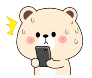 😍 2f6cfd27 곰, 만화, 동물, 전화, 충격받은, 귀여운 telegram sticker