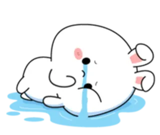 👍 9ede3834 menangis, sedih, air mata, kartun, kelinci, karakter, emosi whatsapp sticker