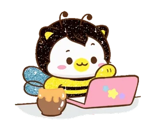 ⭐ 29f5903f 벌, 동물, 컴퓨터, 꿀, 귀여운, 카와이 telegram sticker