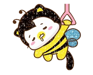 ⭐ 73ac1166 벌, 동물, 귀여운, 노란색, 반짝이, 잠자는 telegram sticker