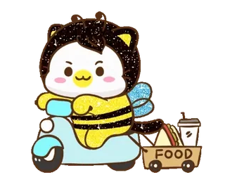 ⭐ 914a0608 FOOD 벌, 카와이, 음식, 스쿠터, 귀여운, 동물, 배달 telegram sticker