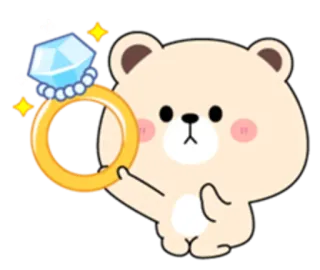 😍 54ac7cbe Bär, niedlich, Diamant, Ring, Verlobung, Cartoon telegram sticker