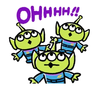 🎵 08f4cf6f OHHH!! 外星人, 玩具总动员, 迪士尼, 皮克斯, 卡通, 哦, 惊叹 telegram sticker