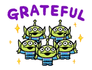 😐 09620020 GRATEFUL 感恩, 外星人, 玩具总动员, 感恩, 庆祝, 积极, 可爱 telegram sticker