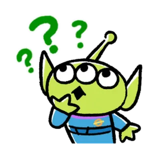 😂 4ae1d3a4 Alien Toy Story 外星人, 玩具总动员, 思考, 问题, 三只眼, 卡通 telegram sticker