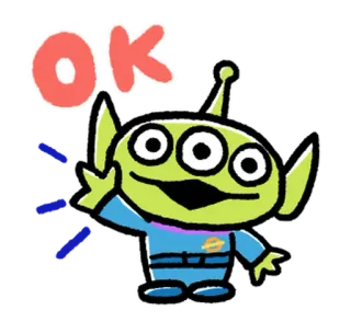 💤 61c5973f Alien Toy Story OK 外星人, 玩具总动员, 好的, 角色, 卡通, 问候 telegram sticker