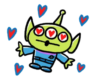 😁 e978ff27 Alien Toy Story 玩具总动员, 外星人, 迪士尼, 皮克斯, 动画, 卡通, 爱心眼 telegram sticker