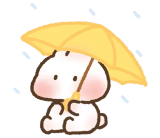 🐇 81d441c7 милый, животное, кролик, зонт, дождь telegram sticker