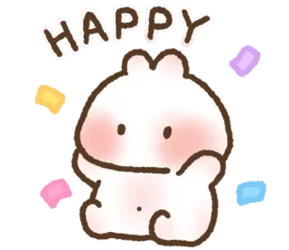 🐇 c516f7fb HAPPY милый, кролик, счастливый, праздник, конфетти telegram sticker