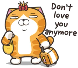 😜 166fcfc8 Don't love you anymore 猫, 离开, 分手, 伤心, 卡通, 告别 telegram sticker