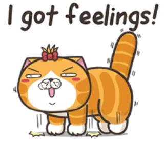 😱 2830de61 I got feelings! 猫, 情绪, 可爱, 动画, 橙色, 情感 telegram sticker