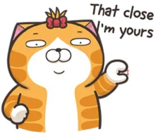 😏 32384321 That close
I'm yours 猫, 卡通, 爱, 可爱 telegram sticker