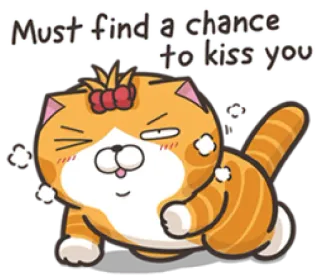 ❤ 7b688c5e Must find a chance to kiss you 猫, 亲吻, 爱, 可爱, 卡通 telegram sticker