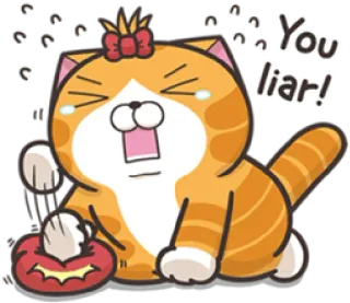 👍 dfde536c You liar! 猫, 生气, 哭泣, 卡通, 宠物, 动物, 表情 telegram sticker