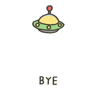 🐶 03829992 BYE ufo, alien, raumschiff, cartoon, tschüss whatsapp sticker