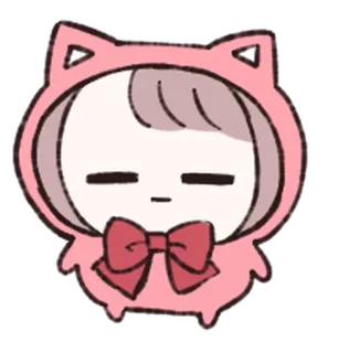 🦀 289a2a08 น่ารัก, การ์ตูน, ผู้หญิง, สีชมพู, เสื้อมีฮู้ด, โบว์ telegram sticker