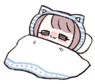 🦀 81225bbb กำลังหลับ, คาวาอิ, การ์ตูน, น่ารัก, ผ้าห่ม telegram sticker