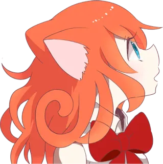 😯 fa473487 anime, garota gato, cabelo laranja, fofo, desenho animado telegram sticker