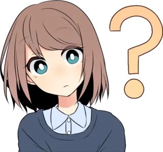 ❓ 2583b485 问题, 动漫, 女孩, 思考, 困惑, 角色, 女人 telegram sticker