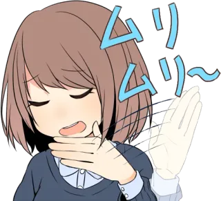 😕 2a3f43a5 ムリ 动漫, 漫画, 女孩, 精疲力尽, 疲惫, 日语 telegram sticker