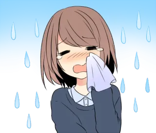 😢 7ee7197e 哭泣, 动漫, 悲伤, 女孩, 情感, 眼泪 telegram sticker