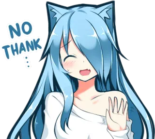 😁 367f83ed NO THANK garota anime, orelhas de gato, não, obrigado, fofo, adesivo, personagem telegram sticker