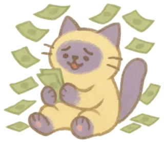 🐈‍⬛ 0cccfbb7 kat, geld, schattig, cartoon, kawaii telegram sticker