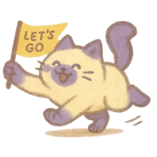 🐈‍⬛ 4160be8a LET'S GO kat, vlag, kom op, schattig, dier telegram sticker