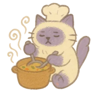 🐈‍⬛ 67b22b23 kat, chef, koken, soep, keuken, dier telegram sticker