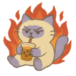🐈‍⬛ d0069057 kat, boos, vuur, boba, drankje, sippend telegram sticker