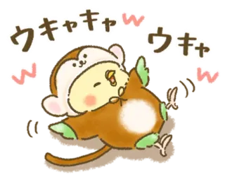 🦜 696f6d2e ウキャキャw ウキャ monyet, imut, hewan, kartun telegram sticker