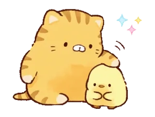 😏 87270642 고양이, 닭, 귀여운, 만화, 동물, 카와이, 우정 telegram sticker