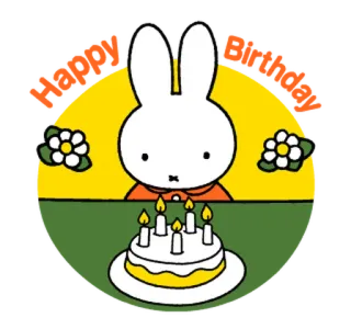😉 3c22d71e Miffy Happy Birthday Miffy, Selamat ulang tahun, Kelinci, Kue, Kartun telegram sticker