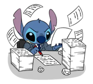 😰 0f03f3cf Stitch สติทช์, ลิโล่ แอนด์ สติทช์, ตัวการ์ตูน, ออฟฟิศ, งาน telegram sticker