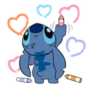 ❤ 51a37fc1 Stitch สติทช์, ลิโล่ แอนด์ สติทช์, ดิสนีย์, การ์ตูน, หัวใจ, ภาพวาด telegram sticker