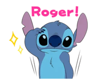 💂 6728649a Stitch Lilo & Stitch Roger! สติทช์, ลิโล่ แอนด์ สติทช์, การ์ตูน, ทักทาย, โรเจอร์ telegram sticker