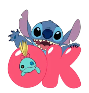 👍 6808dfea Stitch Lilo & Stitch OK สติทช์, ลิโล่ แอนด์ สติทช์, โอเค, ดิสนีย์, การ์ตูน, น่ารัก telegram sticker