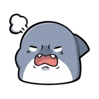 😄 54e73807 en colère, requin, dessin animé, frustré, mignon whatsapp sticker