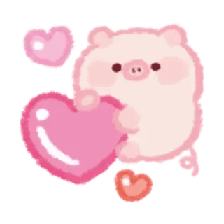😃 185896c7 cochon, cœur, amour, animal, mignon, dessin animé, autocollant telegram sticker