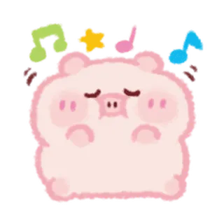 😃 448f84fa cochon, musique, mignon, dessin animé, animal, rose, autocollant telegram sticker