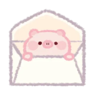 😕 ac0fe531 cochon, enveloppe, mignon, rose, animal, autocollant telegram sticker