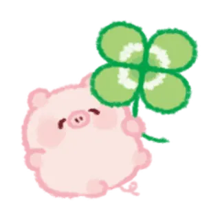 😄 bbbeebec cochon, trèfle, chance, trèfle à quatre feuilles, dessin animé, mignon telegram sticker