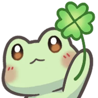 🐸 2189f657 żaba, koniczyna, szczęście, kawaii, słodki whatsapp sticker