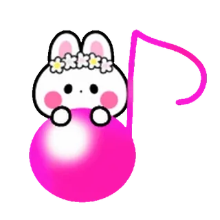 ⭐ 047f2b52 conejo, corona de flores, lindo, nota musical telegram sticker