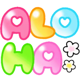 ⭐ 0d5d8628 Aloha aloha, saludo, flores, colorido, kawaii, lindo telegram sticker